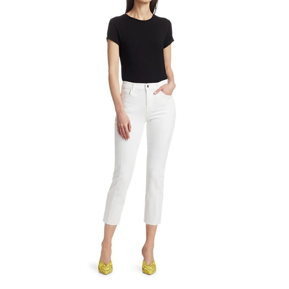 NEW L’AGENCE Sada High-Rise Cropped Slim Jeans in Granite Size 27